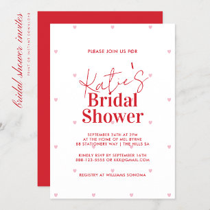 Modern Red and Pink Heart Bridal Shower Invitation
