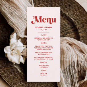 Modern Red and Pink Wedding Theme Menu
