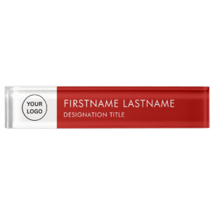 Modern Red and White - Add Logo, Name, Title Nameplate