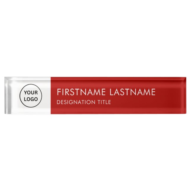 Modern Red and White - Add Logo, Name, Title Nameplate (Front)