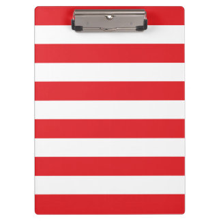 Modern Red and White Bold Stripes Pattern Clipboard