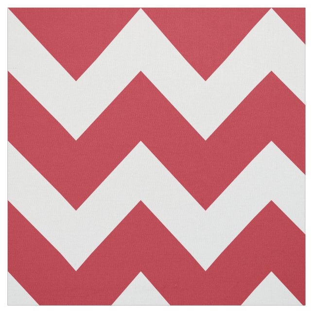 Modern Red and White Chevron Stripes Pattern Fabric (Swatch)