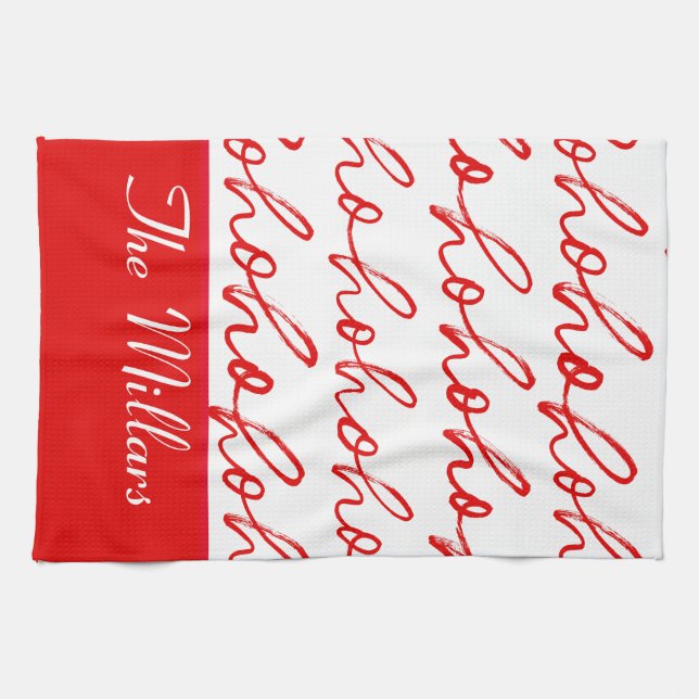  Modern Red and White Christmas Pattern  Tea Towel (Horizontal)