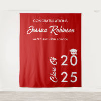 Modern Red And White Graduation Photo Backdrop