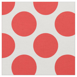 Modern Red and White Large Polka Dots Fabric