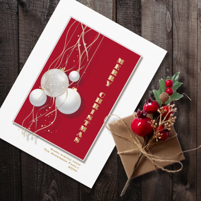 Modern Red and White Merry Christmas Postcard (Creator Uploaded)