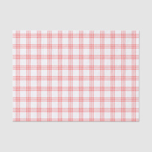 Modern Red and White Plaid Tissue Paper