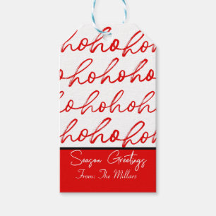 Modern Red and white script Christmas Pattern  Gift Tags