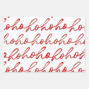 Modern Red and white Script Christmas Pattern  Wrapping Paper Sheet