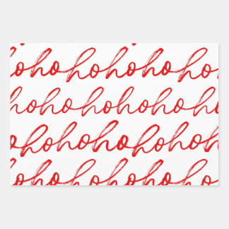 Modern Red and white Script Christmas Pattern Wrapping Paper Sheet