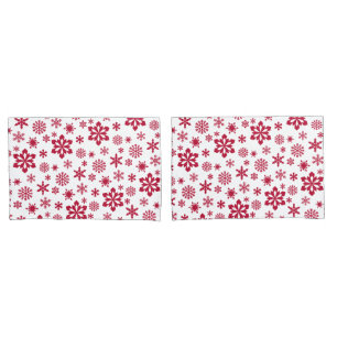 Modern red and white snowflake pattern pillowcase