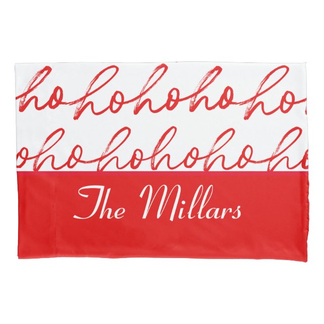 Modern Red and white Text Christmas Pattern  Pillowcase (Front)