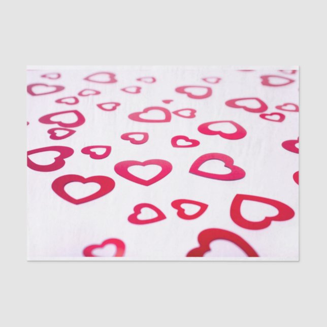 Modern Red and white Valentine hearts Tissue Paper (Front)