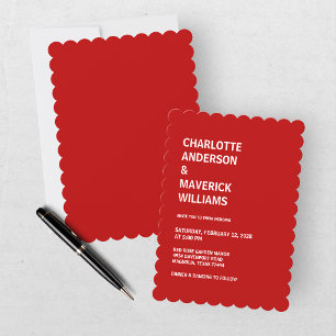 Modern Red And White Valentine Wedding Invitation