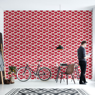 Modern Red Apple Pattern Wallpaper 2x8 Feet