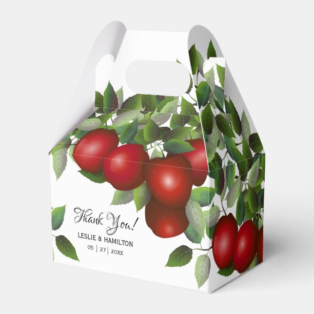 Modern Red Apples Fruit | Wedding Favour Box (Front Side)