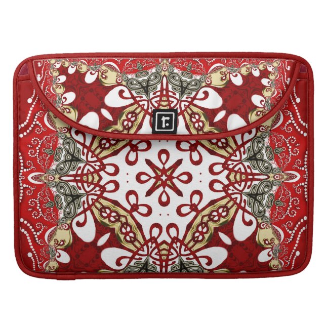 Modern Red Batik Art Rickshaw Flap Sleeve For MacBooks (Front Closed)