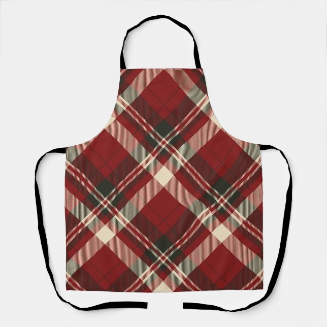 Modern Red Beige Christmas Pattern Apron (Front)