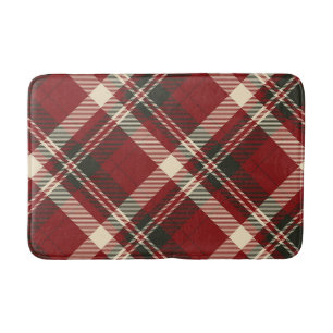 Modern Red Beige Christmas Pattern Bath Mat