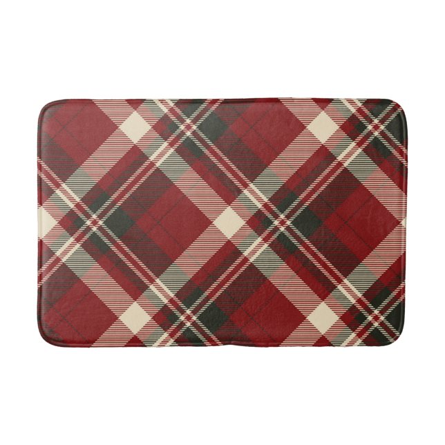 Modern Red Beige Christmas Pattern Bath Mat (Front)