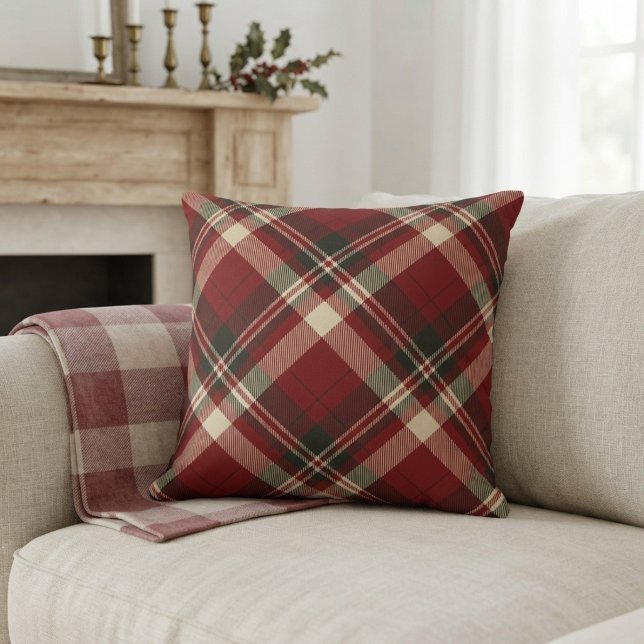 Modern Red Beige Christmas Pattern Cushion (Creator Uploaded)