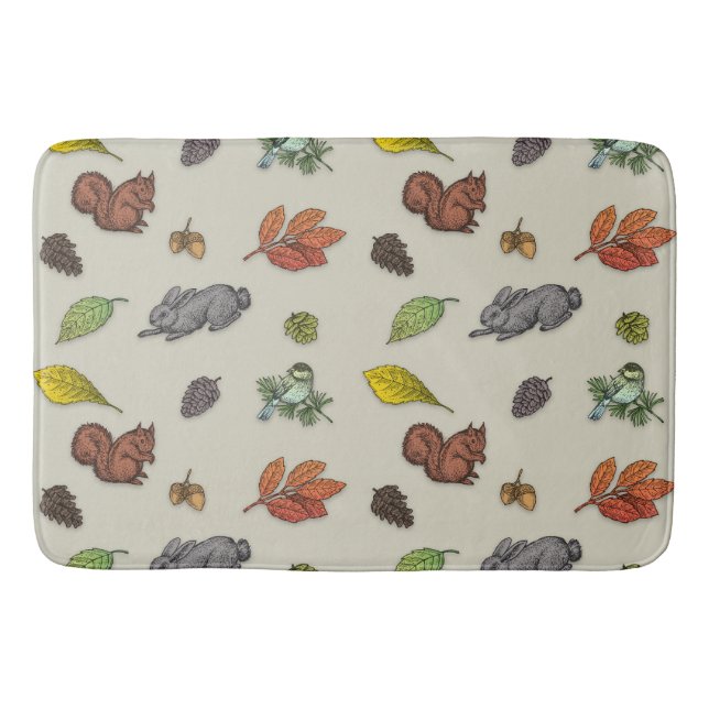 Modern red berry bird bath mat (Front)