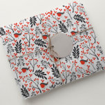 Modern Red Berry Christmas Bird Red Grey Wrapping Paper<br><div class="desc">Modern Red Berry Christmas Bird Red Grey Wrapping Paper</div>