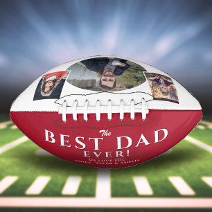 Modern Red Best Dad Father 3 Photo Collage  Football