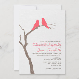 Modern Red Birds Wedding Invitations