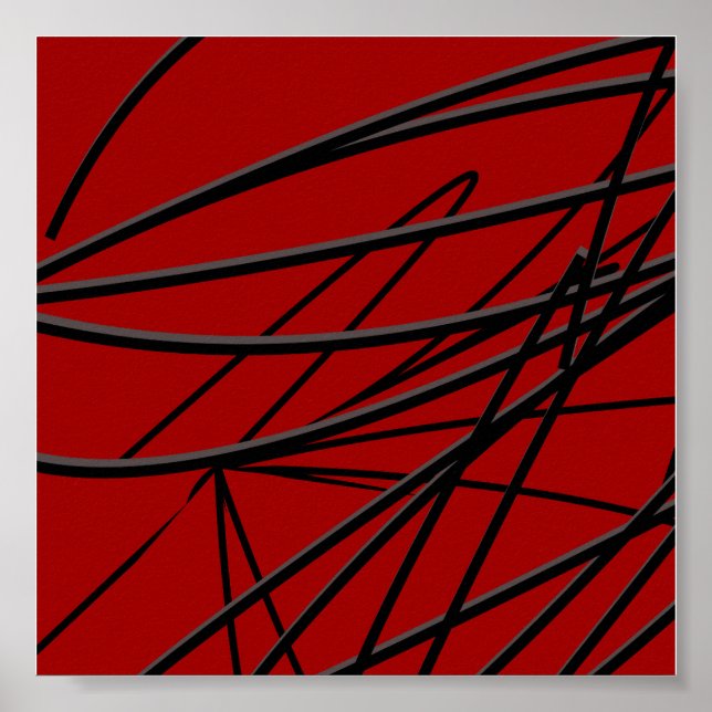 Modern Red Black Abstract Art Poster (Front)
