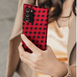 modern red & black buffalo plaid chequerboard samsung galaxy case<br><div class="desc">When retro vintage classic inspires modern art, this red and black geometric squares pattern is inspired by the vintage buffalo plaid and chekerboard style, with a touch a memphis abstract geometrics in an aesthetic pattern to form a stylish and elegant decorative pattern composed of geometric circles and squares in red...</div>