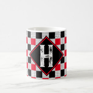 modern red & black buffalo plaid Chequered Custom Coffee Mug