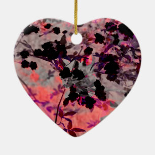 Modern red black flower asian style design art ceramic tree decoration
