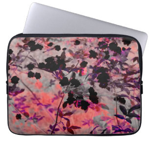 Modern red black flower asian style design art laptop sleeve
