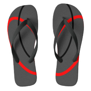 Modern Red Black Geometric Pattern Jandals