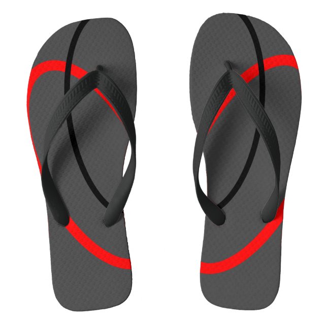 Modern Red Black Geometric Pattern Jandals (Footbed)