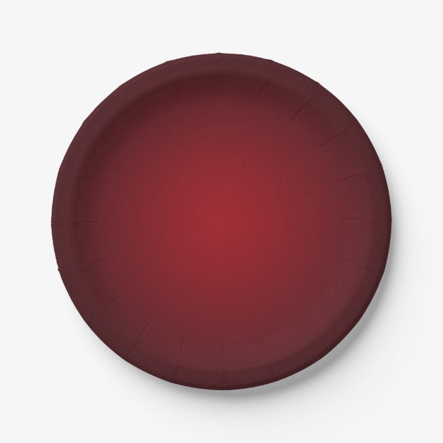 Modern Red-Black Grainy Vignette Paper Plate (Front)