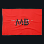 Modern red black monogram initials tea towel<br><div class="desc">Quality is not a coincidence. Good design can open all doors for you. A special,  aesthetic,  simple,  minimalist approach works very well in a design.</div>