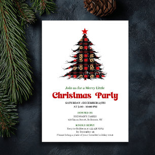 Modern Red Black Plaid Festive Event Editable Invitation
