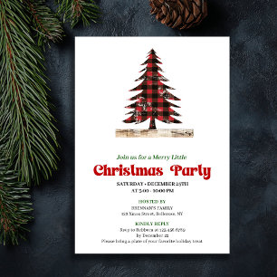 Modern Red Black Plaid Festive Party Invitation