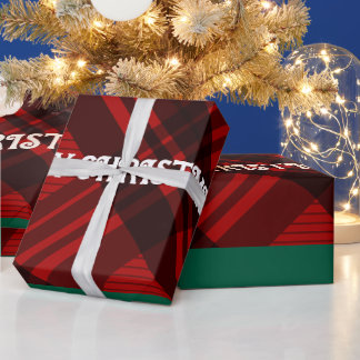 Modern Red & Black Plaid Wrapping Paper