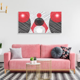 Modern Red, Black, & White Abstract Canvas Print