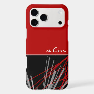 Modern Red Black & White Abstract Monogram