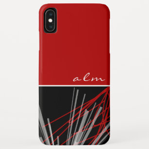 Modern Red Black & White Abstract Monogram Case-Mate iPhone Case