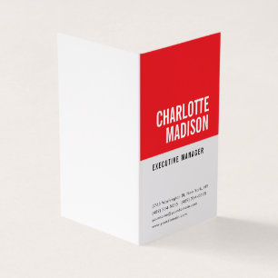 Modern Red Black White Trendy Minimalist Plain Business Card