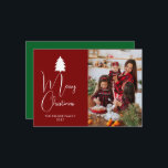 Modern Red Block Signature Merry Christmas Photo Holiday Card<br><div class="desc">Celebrate the season with this bold and modern Christmas design featuring a vibrant red colour block and elegant signature typography. The clean minimalist layout perfectly frames your family photo,  creating a sophisticated and joyful greeting for all your loved ones.</div>