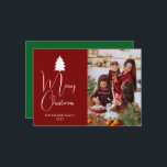 Modern Red Block Signature Merry Christmas Photo Holiday Card<br><div class="desc">Celebrate the season with this bold and modern Christmas design featuring a vibrant red color block and elegant signature typography. The clean minimalist layout perfectly frames your family photo,  creating a sophisticated and joyful greeting for all your loved ones.</div>