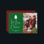 Modern Red Block Signature Merry Christmas Photo Holiday Card<br><div class="desc">Celebrate the season with this bold and modern Christmas design featuring a vibrant red colour block and elegant signature typography. The clean minimalist layout perfectly frames your family photo,  creating a sophisticated and joyful greeting for all your loved ones.</div>