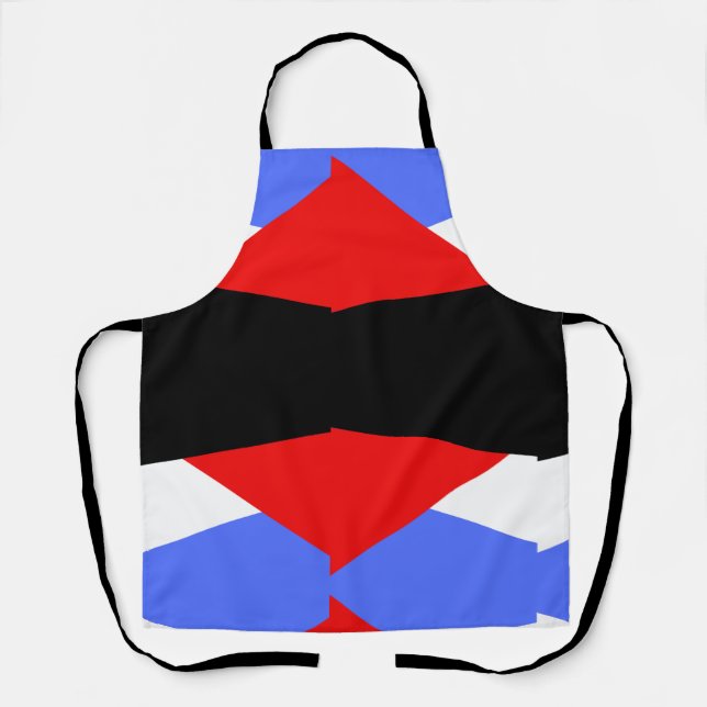 Modern Red & Blue & black & white colour block Apron (Front)