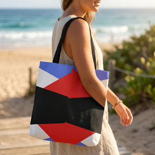Modern Red & Blue & black & white colour block Tote Bag